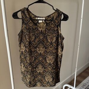Vintage Silk Black and Gold Tank Top